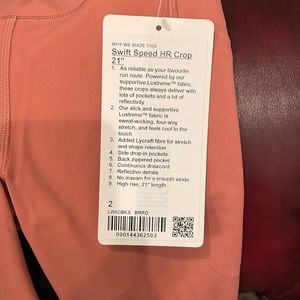 Lululemon. Swift speed leggings. Size 2.